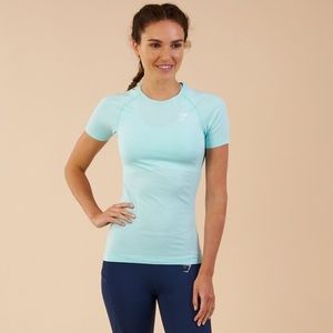 GYMSHARK BLUE SEAMLESS TEE